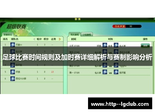 足球比赛时间规则及加时赛详细解析与赛制影响分析 足球比赛时间规则及加时赛详细解析与赛制影响分析